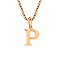 Polished rose gold letter P pendant necklace with a premium stainless steel box chain - Letter P-Rose Gold
