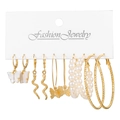 Gold 6 Pairs Set (Butterfly/Snake/Pearl)(HS739-2)