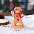 Miniature Christmas gingerbread man figurine holding a candy cane for festive decor - Resin / Gingerbread Boy - Lollipop - Small - Kraft Box (7142H-0104)