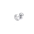 Polished silver crescent moon stainless steel screw back stud earring for men and women - Moon & Ball Style / 1 Piece / Steel