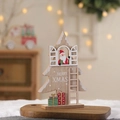 Decorazione natalizia nordica in legno casetta con Babbo Natale e testo Merry Xmas - Casa sull'albero di Babbo Natale