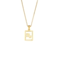 Elegant gold necklace featuring a rectangular Scorpio zodiac symbol pendant in minimalist style - Scorpio