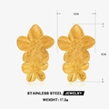 Boucles d'oreilles fleurs dorées en acier inoxydable avec détails de taille et poids - Boucles d'Oreilles Fleur Double Couche Polie (ZN819-B) / Doré