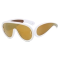 Oversized white frame sunglasses with amber lenses and stylish golden metal accents - Universal / White Frame Gold Mirror