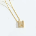 Golden rope chain necklace with a chunky letter H pendant encrusted with sparkling zircons - Letter H