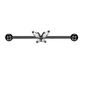 Black industrial barbell earring with a crystal butterfly charm and 14G surgical steel bar - Single Piece / Black