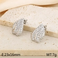 Silver geometric stainless steel earrings with hammered texture measuring 23x16mm - Style A-Waterdrop Hammered (KE113019-KFC) / Steel