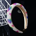 Sparkling crystal padded headband featuring colorful rhinestone hearts on a silver base - White & Multi-color Rhinestone Heart