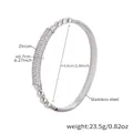 Bracciale in acciaio inossidabile argento con zirconi e indicatori di misura dettagliati - Z434-Bracciale Rigido con Fibbia di Lusso e Zircone Bianco Colore Acciaio