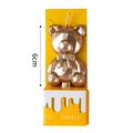 Golden geometric bear cake candle with 6cm height and elegant yellow gift box base - Diamond Bear Champagne / 1 Piece / Champagne/Gold