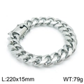 Bracciale cubano da uomo in acciaio inossidabile, larghezza 15mm, lunghezza 220mm, 79g - 15mm di Larghezza x 22cm di Lunghezza / Color Acciaio
