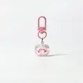 Close-up of pink pig resin charm with matching lobster clasp for bags and keys - Transparent Pink Piglet