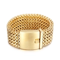 Men's thick woven titanium steel bracelet with 18k gold plating and square buckle - 22cm / Gold