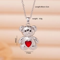 Silver bear necklace with red heart stone and 45cm chain length specifications - Silver Bear with Red Heart (2728)