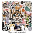 Set di 50 adesivi di gatti impermeabili assortiti per decorare laptop, valigie e auto - 50 Pezzi Tema Gatto 221