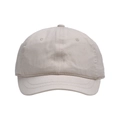 Detail der beige Baumwoll-Baseballkappe mit kurzer Krempe und verstärkten Nähten - Baseballkappe mit kurzer Krempe / Beige