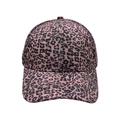 Close-up of pink and black leopard print pattern on durable canvas baseball cap - Pink Black Trendy Leopard (Series B-03)