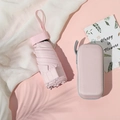Mini light pink capsule sun umbrella with matching hard shell zipper case and wrist strap - Card Holder / Light Pink