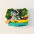 Resin fridge magnet featuring a cute cartoon elephant kayaking in Krabi Thailand - Cartoon Elephant Thailand