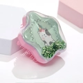 Spazzola massaggiante rosa a forma di stella con gatto carino e paillettes di avocado - Base Verde Gatto