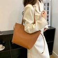 Grand sac à main fourre-tout marron en similicuir pour femme avec détails à cordon - Brun Foncé