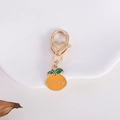 Orange fruit keychain with heart spring clasp and Lucky engraving on metal charm - Letter Small Orange