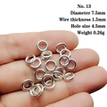 Detailed size specifications for No. 13 silver alloy spacer ring for DIY jewelry making - 13# (Diameter 7.5mm/Jump Ring)