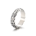 Anillo punk de 6mm en acero de titanio con escamas de serpiente y acabado antiguo - US 8 / Color Acero (KR106364-KJX)