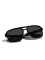 Chic black TR90 polarized aviator sunglasses with wide double-bridge frames and gray lenses - Bright Black / Gray