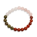 Detail of 8mm natural stone elastic bracelet with rose quartz and green epidote beads - Rose Quartz + White Stone + Unakite + Sesame Red Jasper + Red Jade