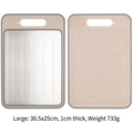 Large double-sided cutting board with stainless steel and beige finish, size 36.5x25cm - Large / Khaki