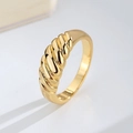 Anello croissant placcato oro lucido con un design classico a trama intrecciata - US 9 / Croissant Intrecciato Semplice Oro