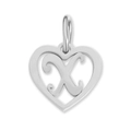 Polished silver stainless steel heart hollow letter X pendant for DIY jewelry making - Letter-X / Silver