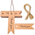 Brown kraft paper swallowtail Thank You gift tags with natural jute twine set - 28-Kraft Fishtail Thank You