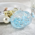 Cute television shape acrylic liquid keychain with blue star sequins and large white pearl - Noctilucent TV Style / Blue
