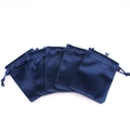 Set of five dark blue velvet drawstring pouches for jewelry and gift packaging - Navy Blue
