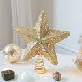 Sparkling champagne gold Christmas tree topper star with glitter and sequins decoration - Champagne Large Sequin Tree Topper Star 20cm Wide