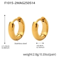 Orecchini a cerchio in acciaio inossidabile placcato oro 18k con misure dettagliate - 12mm / Oro
