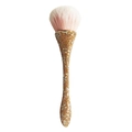Macro shot of luxury powder brush with pink bristles and gold rhinestone handle - Gold