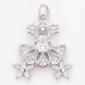 Pendentif fleur en argent avec incrustation de zircon et marguerites en émail blanc pour bijoux - Style N / Or blanc
