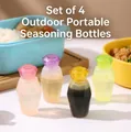 Mini portable squeeze bottles for sauce with gem-cut design in four pastel colors - Diamond Sauce Bottles Set of 4