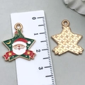 Star-shaped enamel Santa Claus charm with gold alloy finish and size measurement - Santa Claus D (22x19mm)