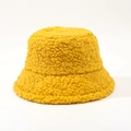 Detailed texture of vibrant yellow lambswool bucket hat for winter warmth and comfort - M (56-58cm) / Yellow