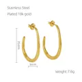 Chunky gold U-shaped hollow teardrop hoop earrings in 18K gold plated stainless steel - 18K Gold Plated / Gold