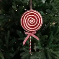 30cm red and white striped lollipop Christmas tree hanging ornament with bow - Large Candy Style D