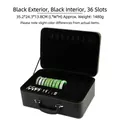Black PU leather jewelry case with 36 slots for bangles and rings, portable storage box - 36 Slots / Black