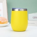 Bright yellow 12oz stainless steel egg shaped insulated wine tumbler with clear lid - 12oz / Yellow