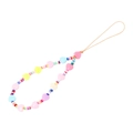 Colorful evil eye beaded phone strap with pink heart charms and soft clay beads - YR2710-Multicolor Pink Yellow Heart