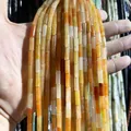 Orange semi-transparent agate cylinder beads for DIY jewelry and necklace making - 4x13mm Tube/Strand / Natural Red Aventurine