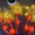 Solar Christmas star stake light with warm LED and red candy cane striped pole - Star (Red Tube) Style 1